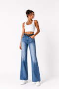 Tonal Print Flared Jeans