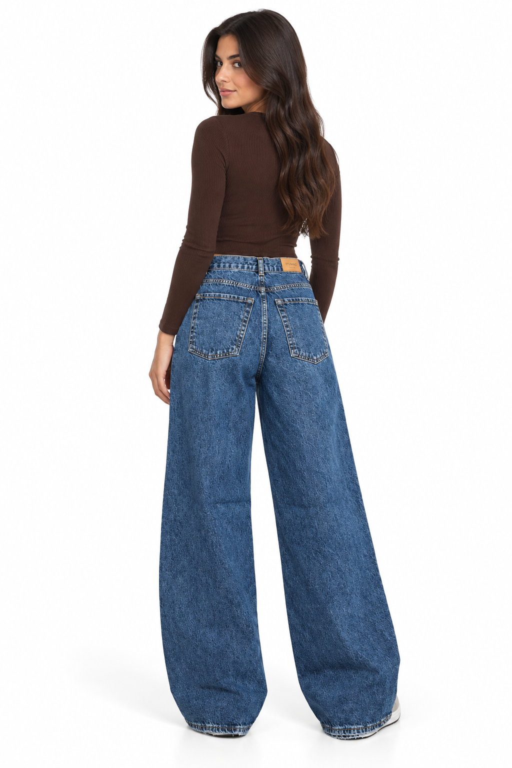 Petite Wide-Leg Denim Jeans – Dark Blue