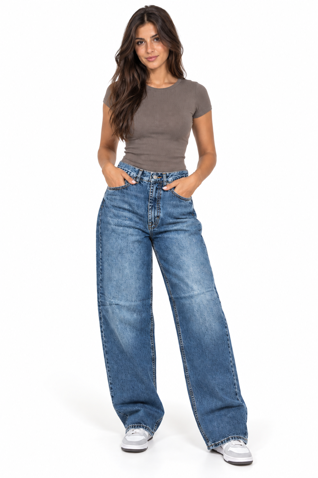 Classic Medium-Wash Wide-Leg Jeans