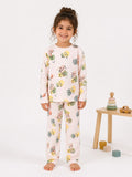Girls’ Pastel Bunny Print Pajama Set – Pink