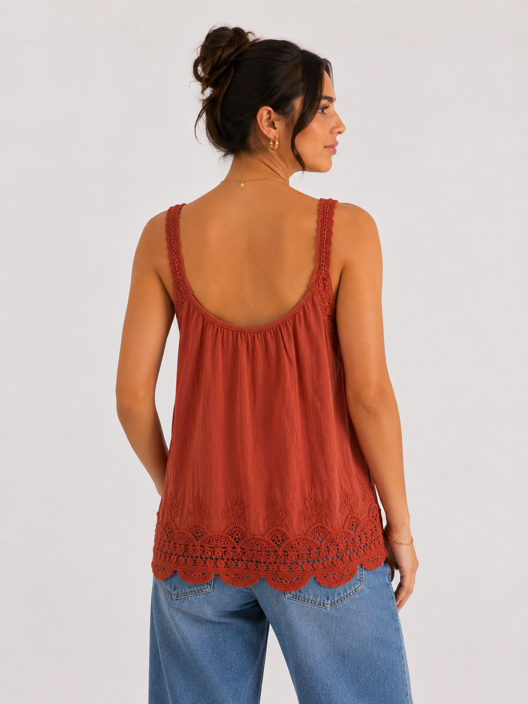 Crochet Lace Rust Cami Top