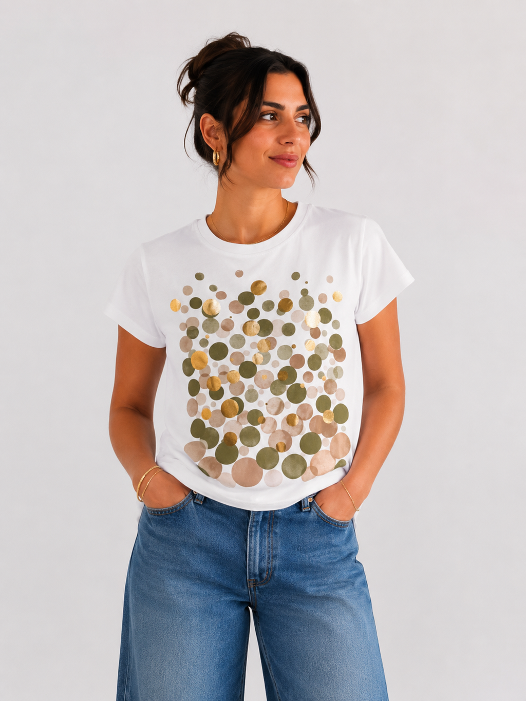 Metallic Dot Print T-Shirt