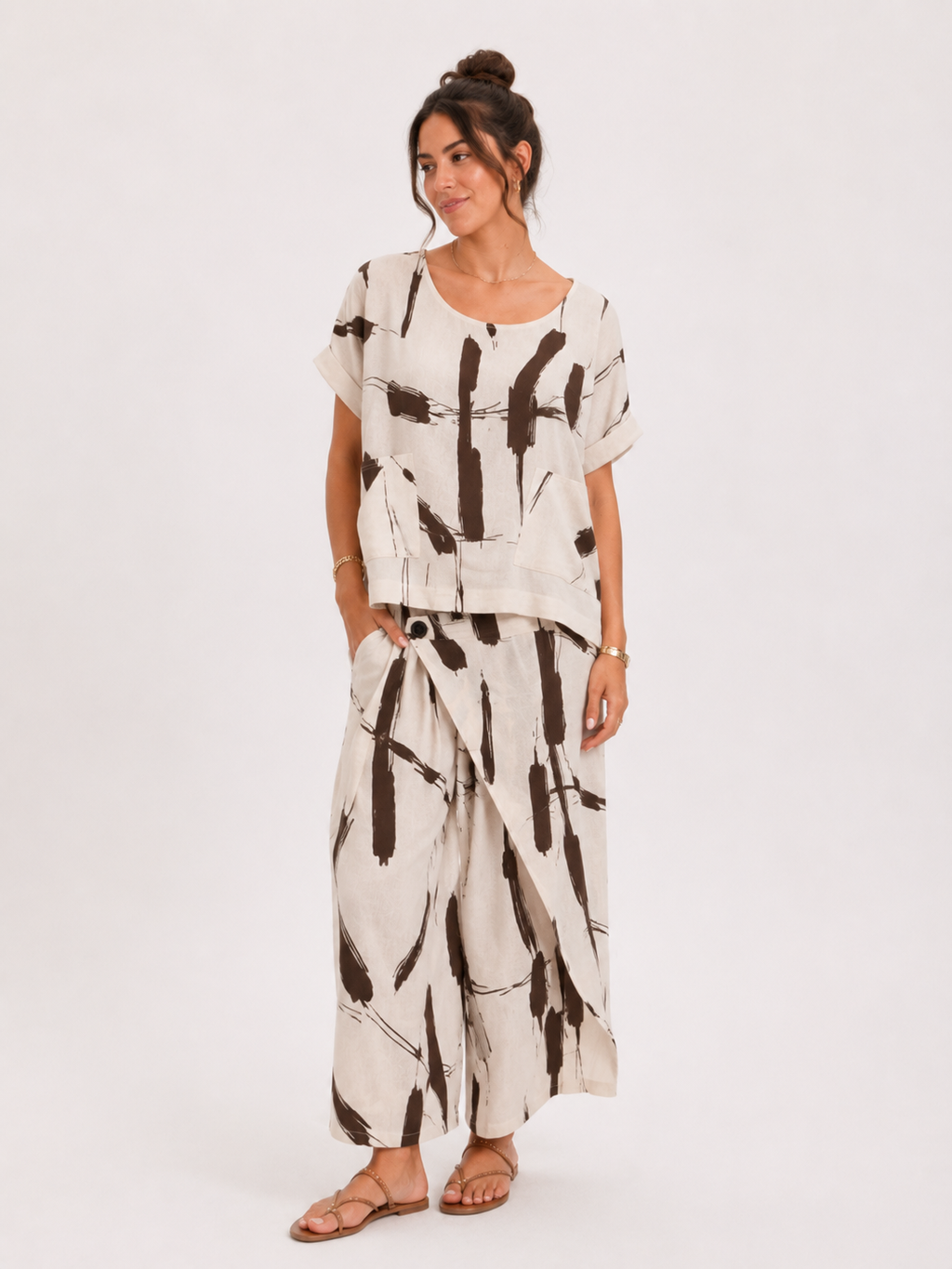 Abstract Linen Two-Piece Set