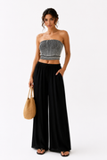 Striped Bandeau Top & Wide-Leg Pants Set