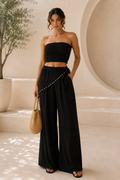 Wrap Detail Wide-Leg Pants