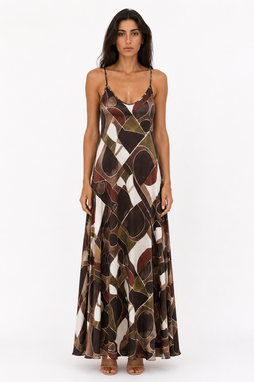 Abstract Print Maxi Slip Dress