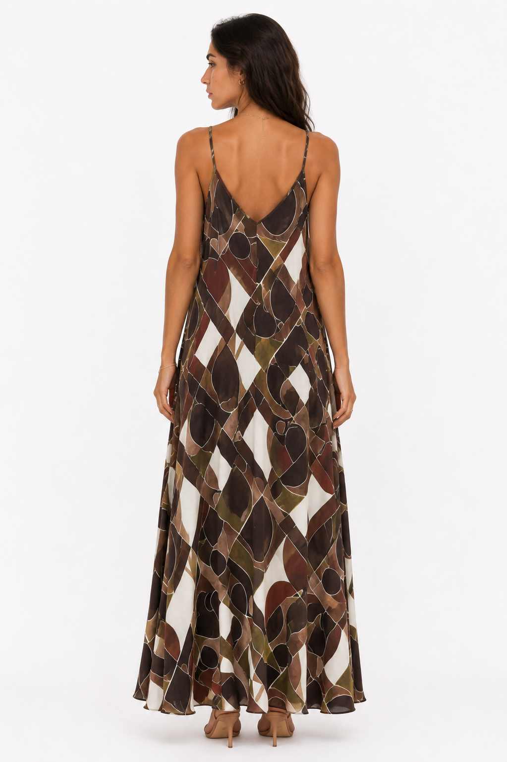 Abstract Print Maxi Slip Dress