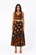 Vintage Dot Belted Maxi Dress