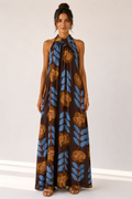 Brown Printed Maxi Dress