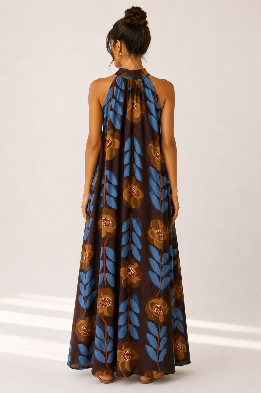 Brown Printed Maxi Dress