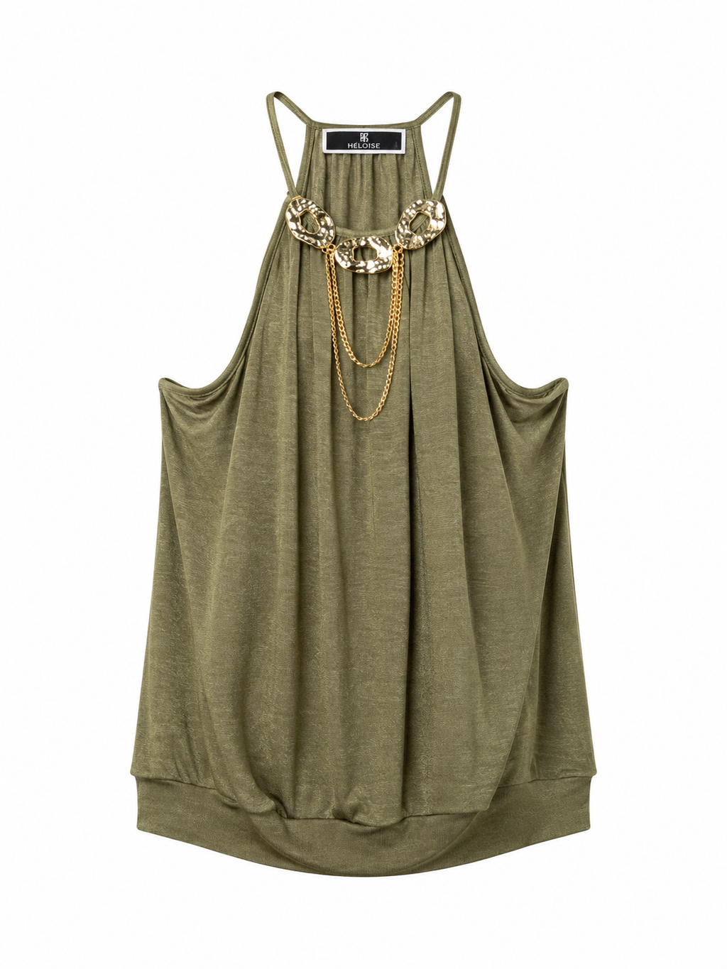 Olive Embellished Halter Top