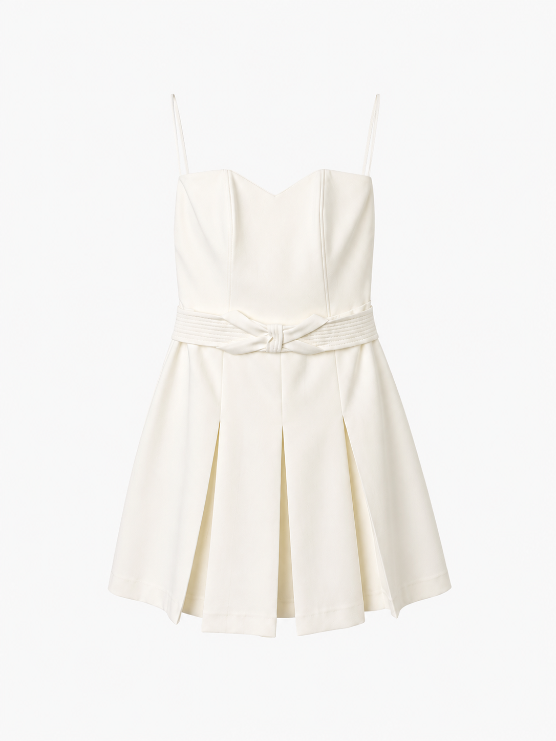 Ivory Bow-Waist Mini Dress