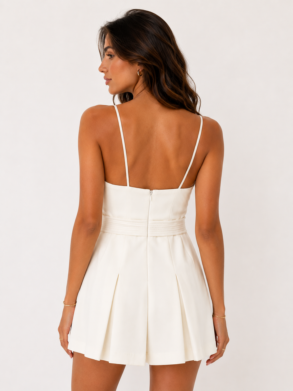 Ivory Bow-Waist Mini Dress