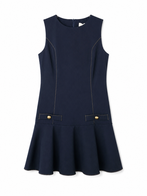 Navy Tailored Flare Mini Dress