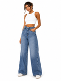 High-Waisted Wide-Leg Denim Jeans
