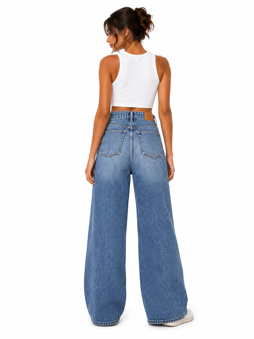 High-Waisted Wide-Leg Denim Jeans