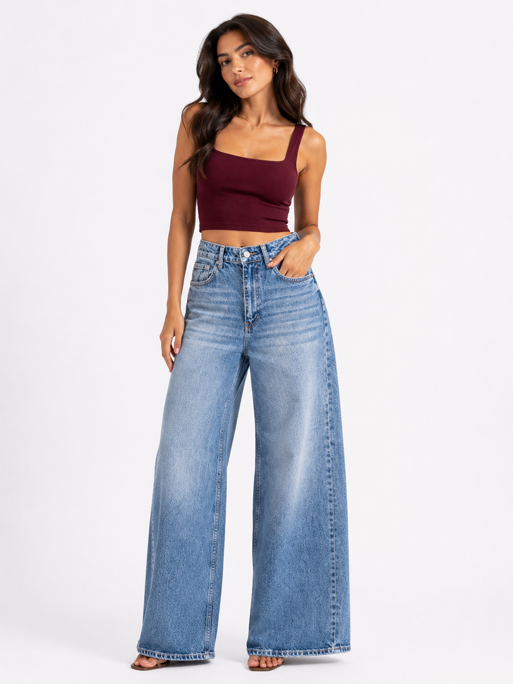 Vintage Wide-Leg Denim Jeans