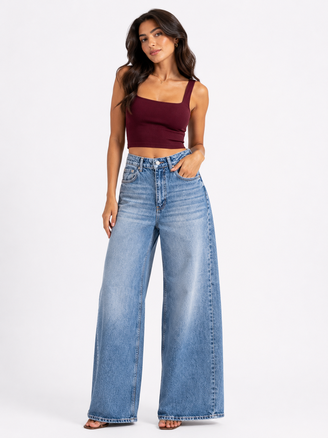 Vintage Wide-Leg Denim Jeans