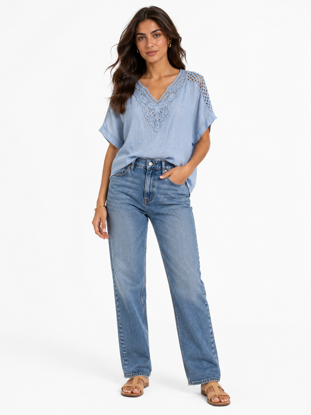 Embroidered Linen Blouse