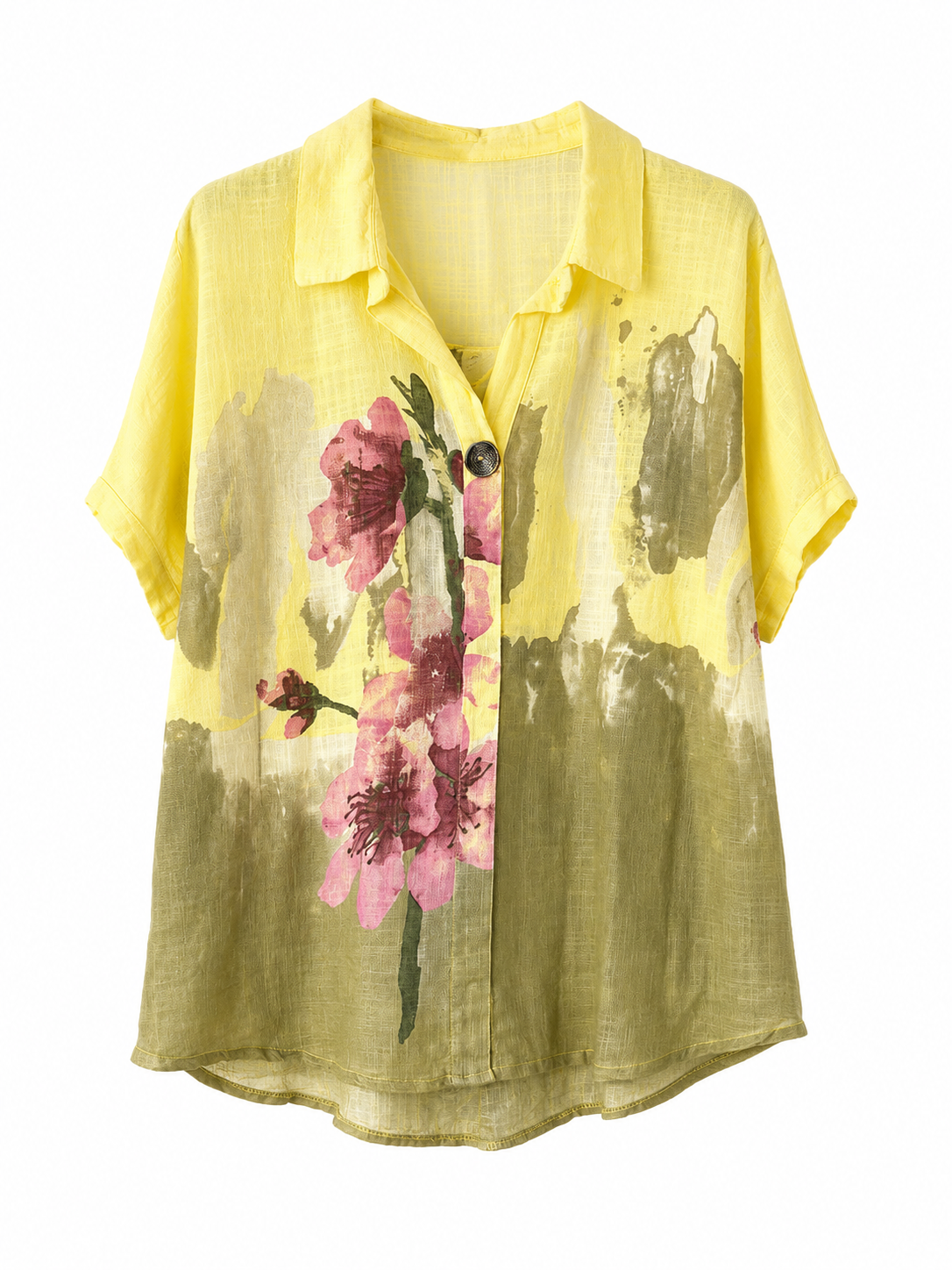 Floral Linen Button-Up Shirt