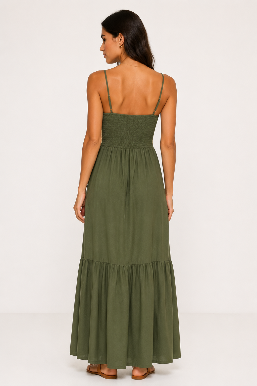 Olive Crochet Detail Maxi Dress