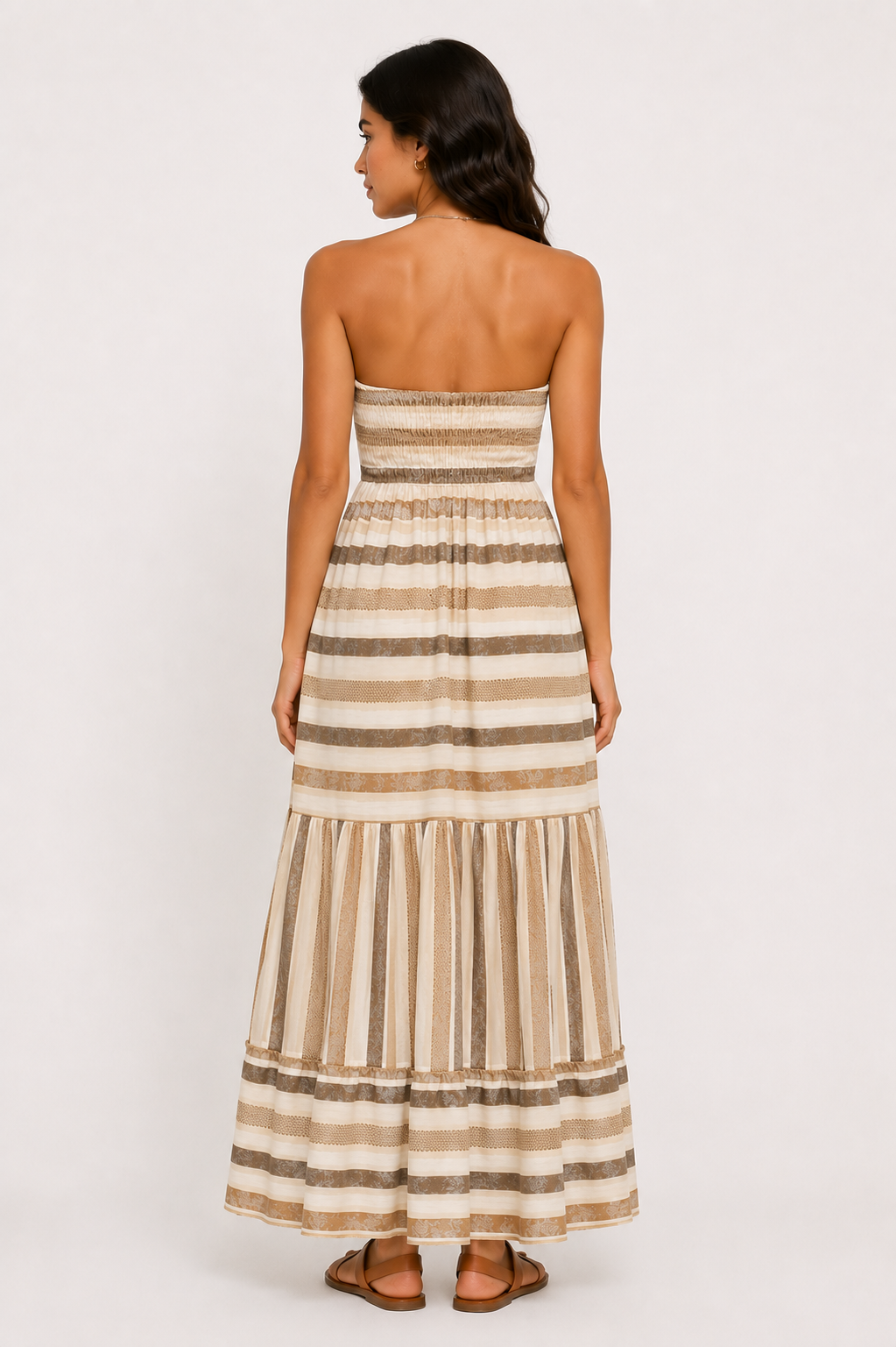 Boho Striped Halter Maxi Dress