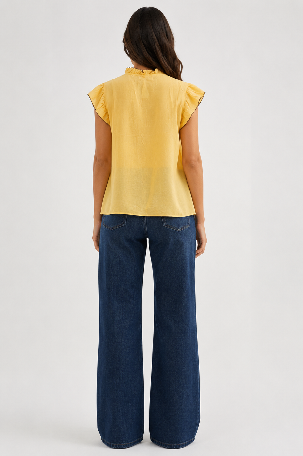 Yellow Embroidered Linen Blouse