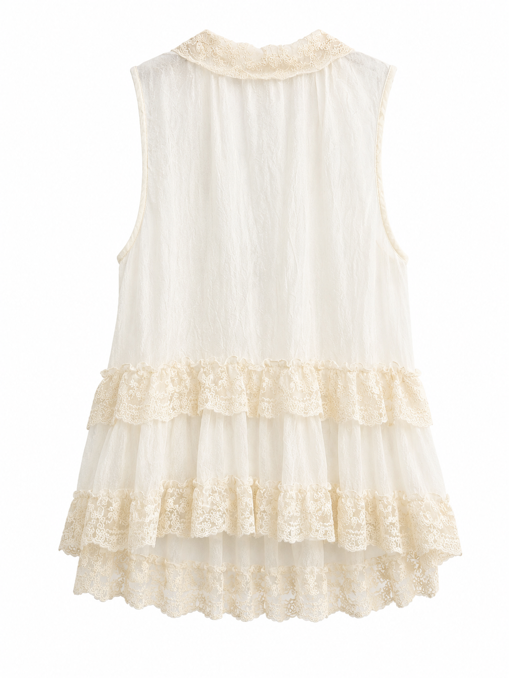 Boho Lace Tie-Front Linen Blouse