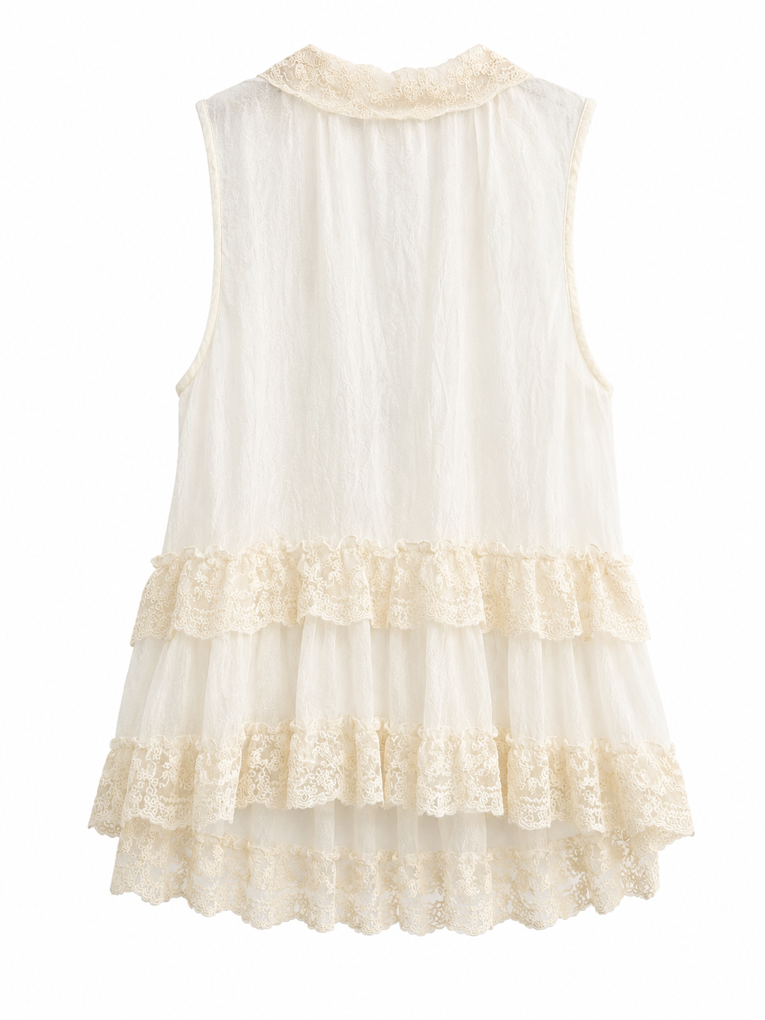 Boho Lace Tie-Front Linen Blouse