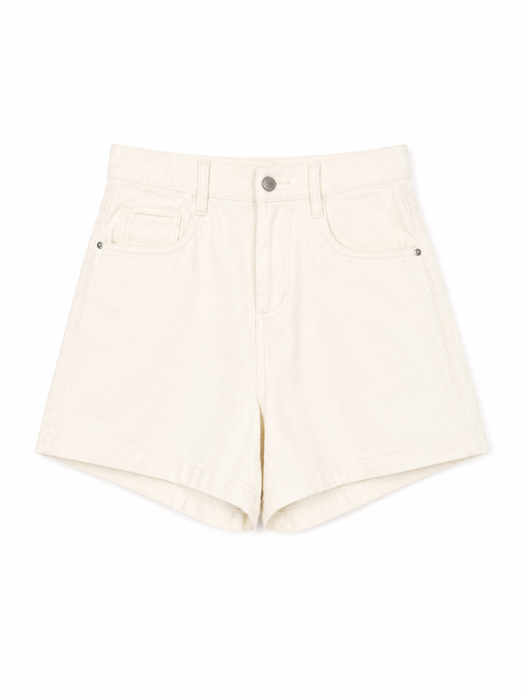 Classic High-Waisted White Denim Shorts