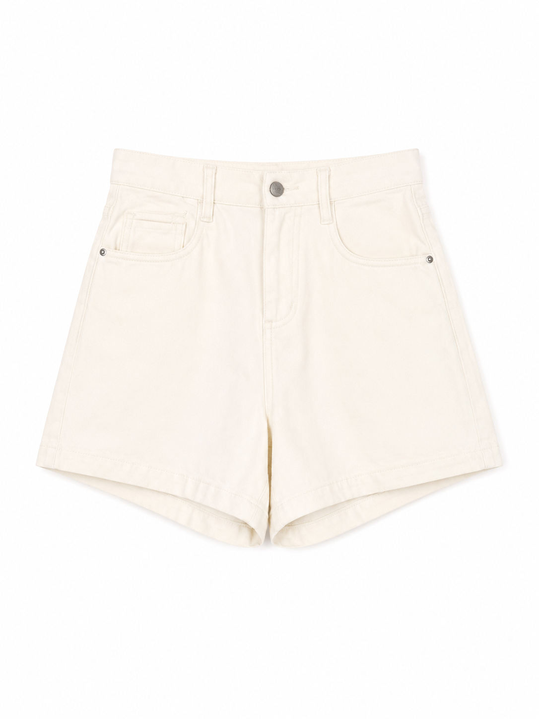 Classic High-Waisted White Denim Shorts