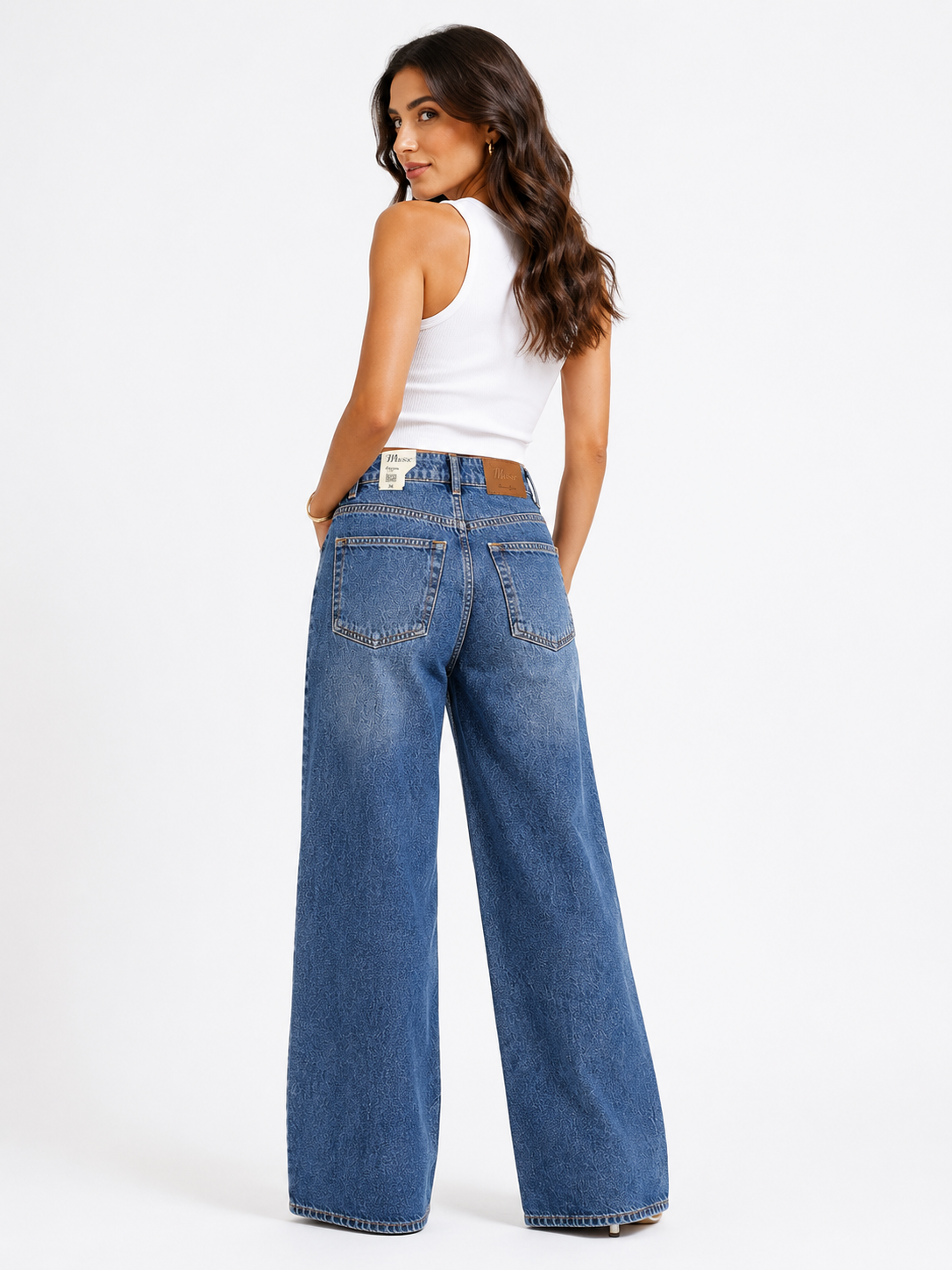 Asymmetrical Waist Wide-Leg Jeans