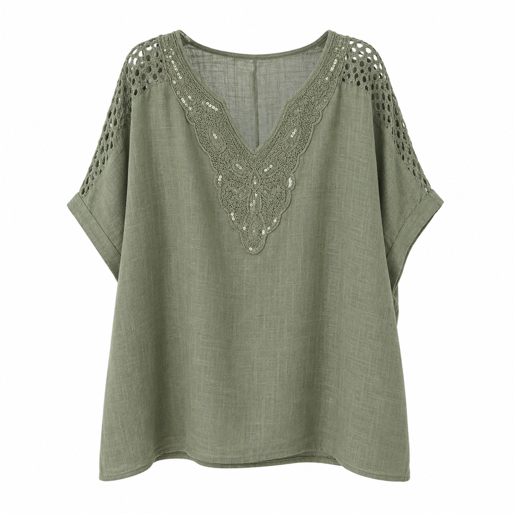 Embroidered Linen Blouse