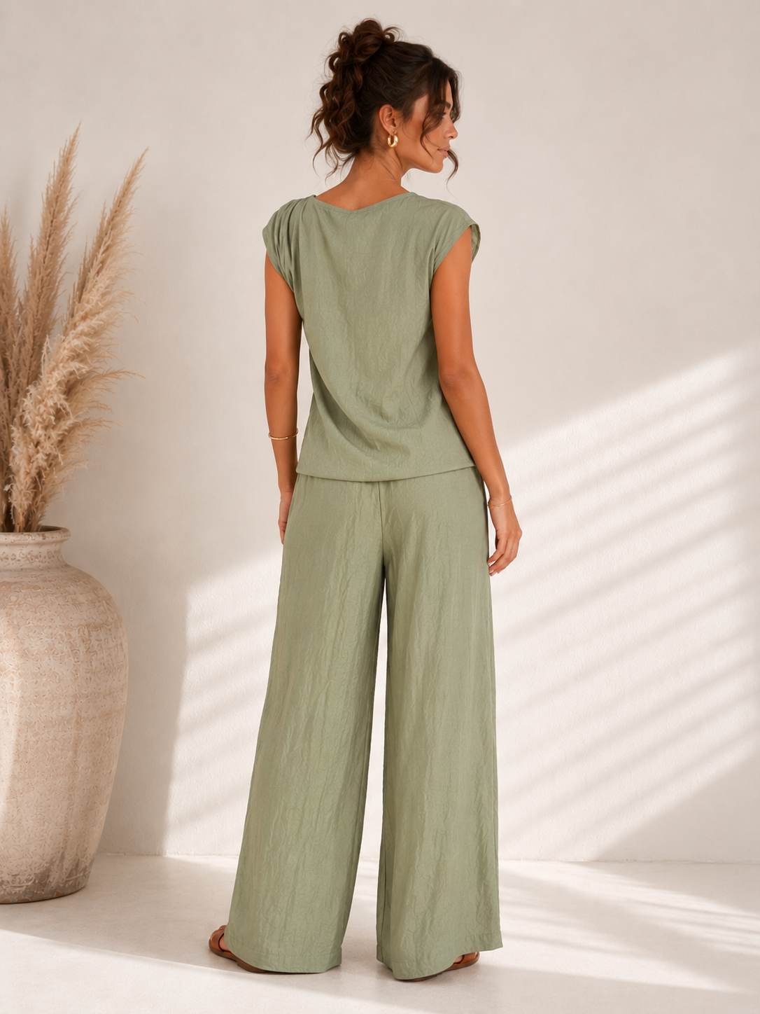 Asymmetric Linen Two-Piece Set