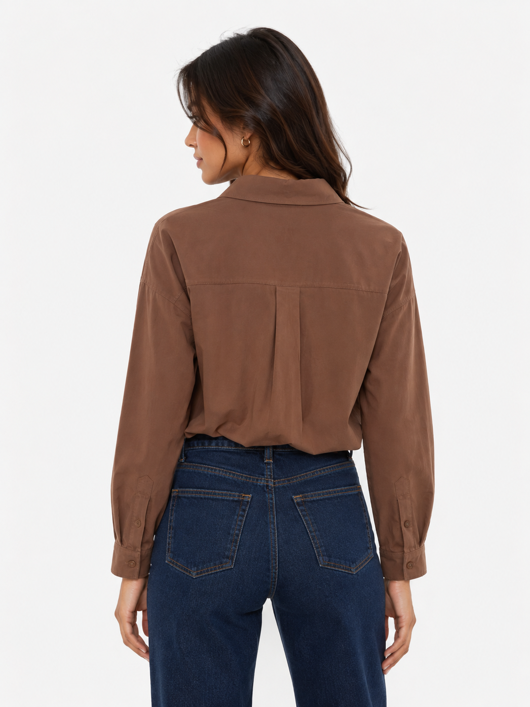 Chocolate Brown Relaxed Button-Up Shirt