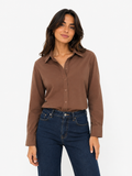 Chocolate Brown Relaxed Button-Up Shirt