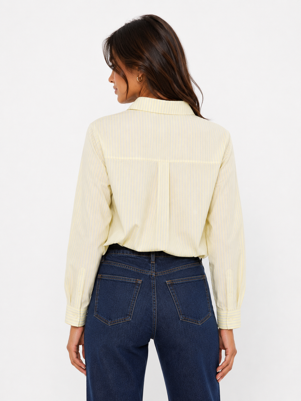 Soft Yellow Striped Button-Up Shirt