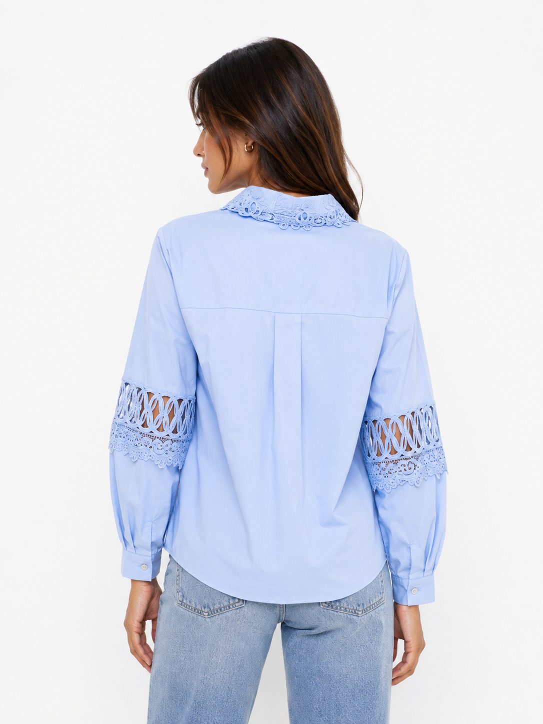 Sky Blue Lace Detail Shirt