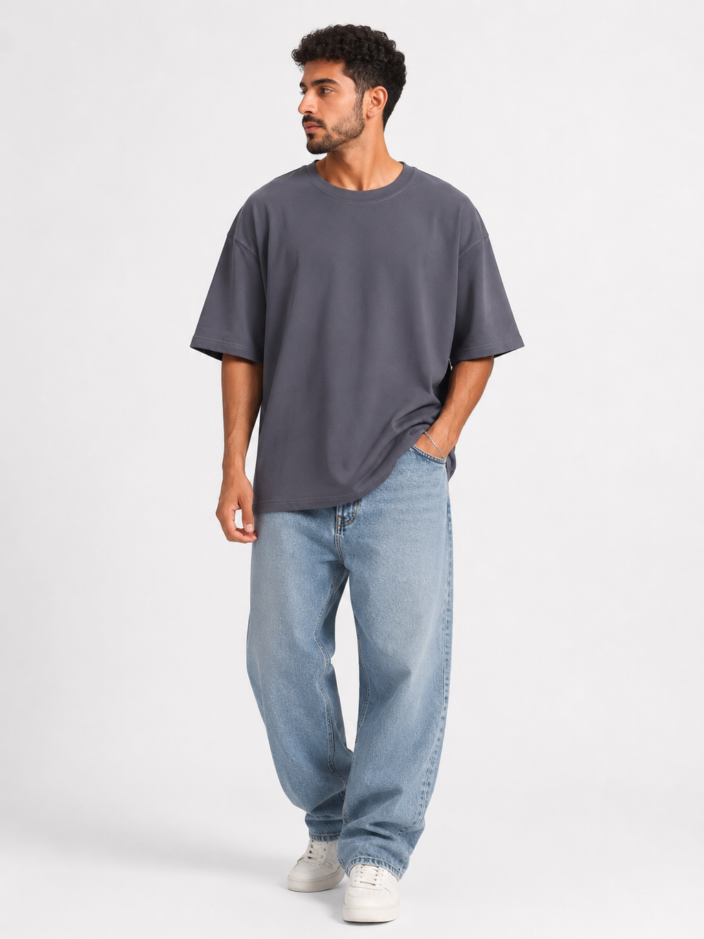 Men’s Charcoal Oversized Basic T-Shirt