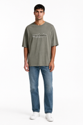 Men’s Khaki Oversized Graphic T-Shirt