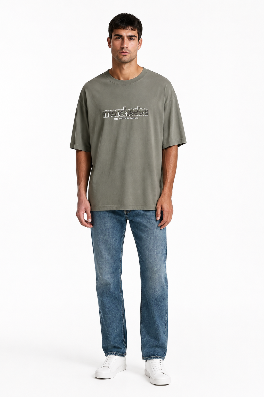Men’s Khaki Oversized Graphic T-Shirt