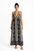 Monochrome Halter Maxi Dress